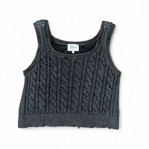 Böhme Gray Cable Knit Sweater Vest Sleeveless‎ Cotton Distressed MWT4099 S